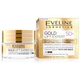 Eveline Cosmetics Gold Lift Expert Multi-Nourishing Anti-Age Face Cream for Women with 24 Carat Gold for Day and Night 50+ | 50 ml | Cream for Dry Mature and Sensitive Skin