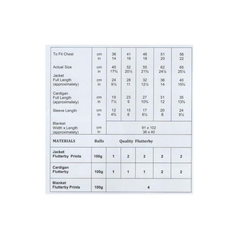 James Brett Flutterby Baby Knitting Pattern Jacket, Cardigan & Blanket