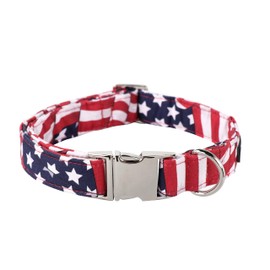 Lionet Paws Dog Collar, Comfortable Adjustable Cute Collar with Metal Buckle for Male Female Dogs, July of 4th, Medium, Neck 13.5-22 inches
