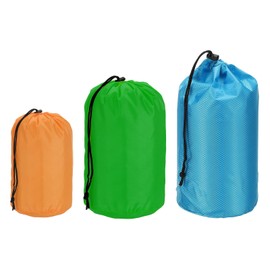 PATIKIL Stuff Sack 4x7/5x10/7x13, 3 Pcs Waterproof Outdoor Storage Sack Portable Drawstring Dust Flap Bag Sleeping Bag for Camping Hiking Backpacking, Orange/Green/Blue
