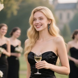 BriLove Women's Wedding Bridal Jewellery Rhinestone Crystal Teardrop Multi Marquise Cluster Bling Dangle Chandelier Earrings Grey Black-Tone