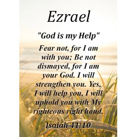 Ezrael  "God is my Help"  Keepsake Name Meaning Card with Bible Verse