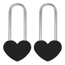 VeYocilk 2PC 3.5" 50mm Love Lock Heart Padlock,Black Single Heart Wish Lock for Lovers Wedding,Valentines,Anniversary,Travel, Valentines Day, Bridge(NO Key)