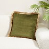 SARO LIFESTYLE Velvet Fringe Throw Pillow Cover