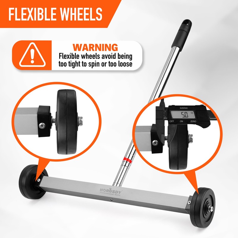 HORUSDY 17-Inch Rolling Magnetic Sweeper with Wheels | Adjustable Handle
