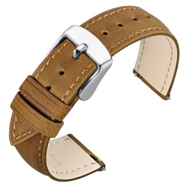 ANNEFIT Retro Watch Strap 20mm, Crazy Horse Leather Watch Band with Quick Release (Tan)