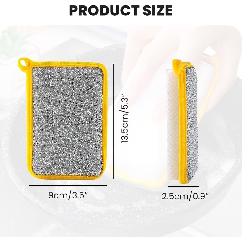 Washing up Sponge, Double-Sided Kitchen and Bathroom Cleaning Pad, Non-Scratch