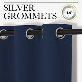 NICETOWN Blackout Draperies Curtains, Navy, 1 Pair, 34 x 36 inches, All Season Thermal Insulated Solid Grommet Top Blackout Curtains/Drapes for Kid's Room