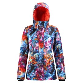 IMPHUT Women's Ski Jacket Snowboard Jacket Warm Winter Waterproof Mountain Hooded Colorful red XS