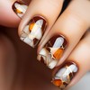 Short Square Press on Nails with Designs Marble Texture Fake