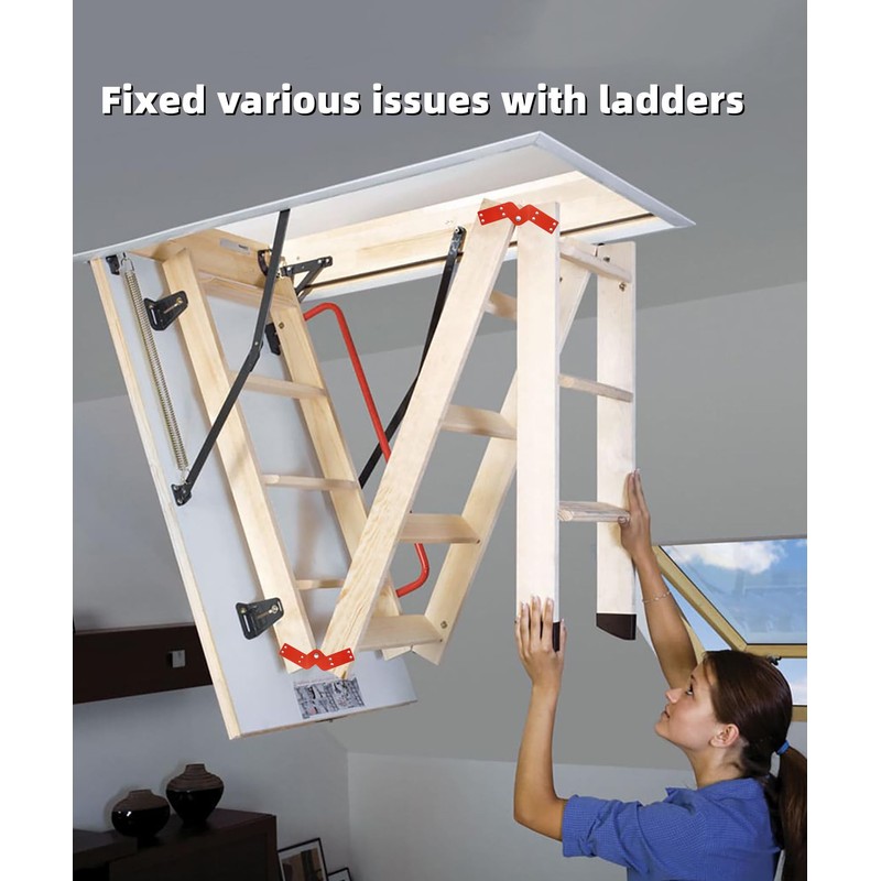 2Pcs New Attic Ladder Hinge,Aluminum Step Ladder Hing Kit