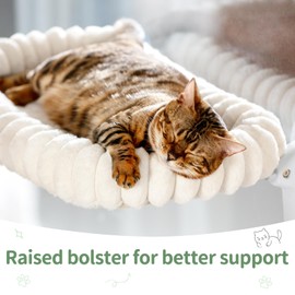 Sunhoo Cat Window Perch Bed Foldable Kitty Windowsill Hammock Shelf Seat Large Cats Suction Cup Indoor Kitten Window Sill Lounger with Soft Plush Cushion Machine Washable 21.26*11.8in (Light Camel, M)