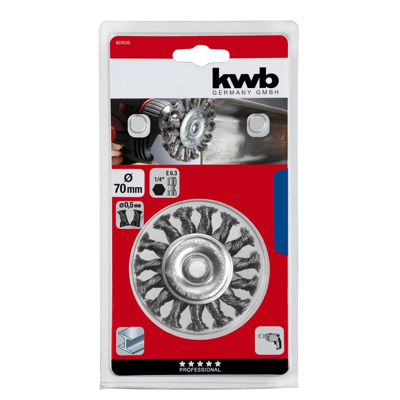 kwb Disc Brush, Coarse, Braided, HSS Steel Wire, Diameter 70