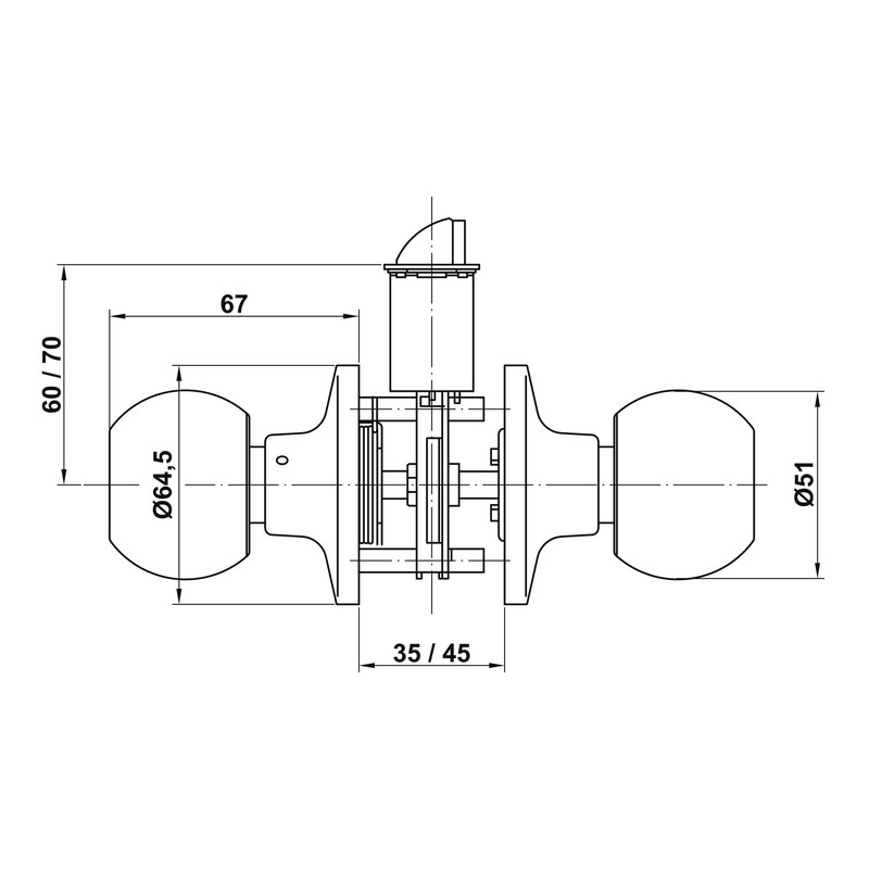 AMIG - Innentürknauf | Mit Einstiegsgriff 60/70 mm | Kugelknopf