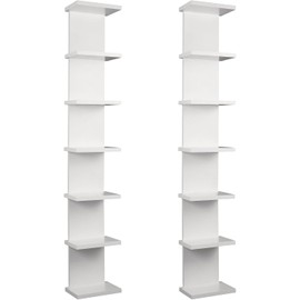 YEXEXINM 2 Pack 7 Tier Wall Shelf Unit 43" White Lack Wall Shelf Display Floating Shelves for Storage Vertical Column Tower Design Floating Storage Organizer for Bedroom Living Room Home Decor