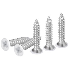 DTGN 25個ST3x15mmフラットヘッド木ねじ 304ステンレス鋼ホワイト十字頭自己攻釘ねじ - 木工 家具に最適
