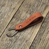 Burnt orange leather key chain drop shape ring keychain boyfriend