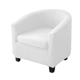 NILUOH Tub Chair Covers 2-Piece Jacquard Club Chair Slipcover Soft Stretch Barrel Chair Cover with Cushion Cover Furniture Protector with Elastic Bottom for Living Room (Jacquard White)