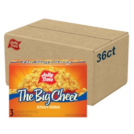 Jolly Time The Big Cheez, Cheddar Cheese Microwave Popcorn, 3.2oz Sharing Bag, 3 Bags Per Carton (The Big Cheez, 3.2 Ounce (Pack of 36))