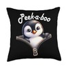 Funny - Peek-a-boo - Penguin Throw Pillow