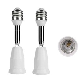 WPJCS E26/E27 Light Socket Extender, 5.5 Inch Extension, Adjustable Vertical 90°Horizontal 360°, Flexible Medium Light Bulb Socket Converter.(2-Pack)