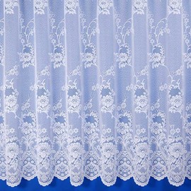 Maple Textiles Canterbury White Net Curtain Flowers Floral Pattern Sold By the Meter (White, 42" 107cm) Drop