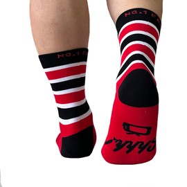 Himozoo Novelty Football Fan Calf-length Socks, 'Shhh! The Match Is On' Funny Socks for Men Football Lovers Gifts Size 6-11 (One size, Black red)