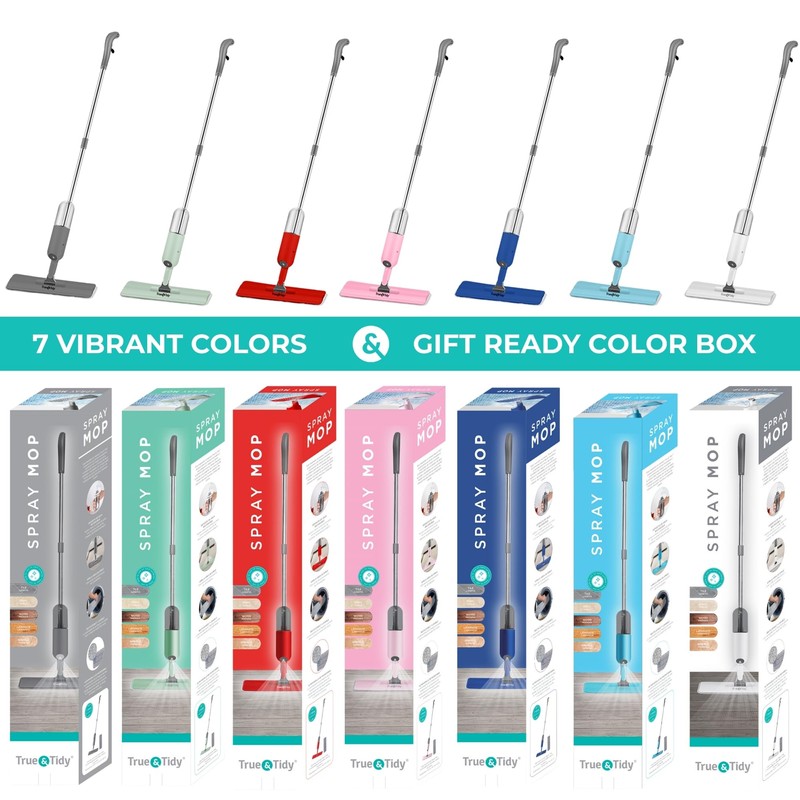 True & Tidy® SPRAY-250 Multi-Surface Spray Mop with Refillable Water