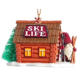 The Bridge Collection 3.7" Ski Lodge Gnome Ornament - Skiing Christmas Tree Ornaments - Cabin Gnome Ornament - Ski Ornament for Skiers -