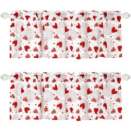 VitalCozy 2 Pcs Valance Curtains Window Heart Valance Curtains Heart Window Treatment, 54 x 18 Inch for Kitchen Living Room Cafe Window