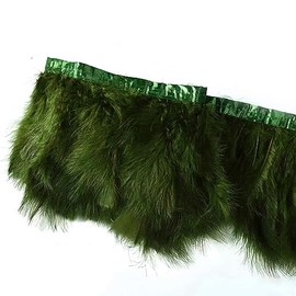 2 Metres 10-15 cm Wide Fluffy Feather Border, Feather Fringe Tassel Fringe Ribbon, Feather Fringe with Satin Ribbon, Decorative Ribbon, Sewing Accessories for DIY Crafts, Costumes, Apparel Clothing,