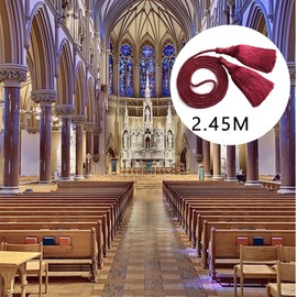 2 Pack Weighted Pew Ropes with Tassels, Extended Tassel Rope for Church and Wedding Decor