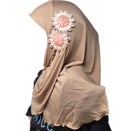 Yaqeen Girls Hijab 2-7 yrs Children Scarf islamic Headscarf Instant Kids Ideal for nursery, Party, madrassa… (Light Pink)