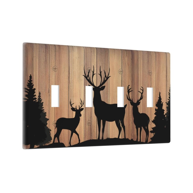 CZRPKEN Decorative Light Switch Cover Plate Rustic Brown Wood Deer