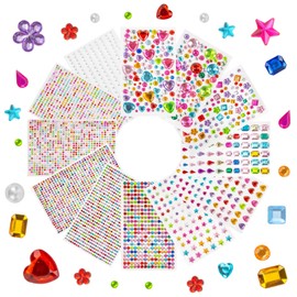 RAINFLOW 4474 PCS Jewel Gem Rhinestone Stickers-Self Adhesive Jewels Gems Rhinestone for Crafts,Bling Heart Star Pearl Stickers,Assorted Shapes Jewels Rhinestones Sticker,Muticolor