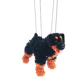 Artisan Owl Golden Rottweiler Marionette Puppet - Yarn Dog with Wooden Feet, Detachable Strings (Black and Brown)