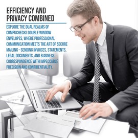 Compuchecks Double Window Envelopes #10- Flip and Seal Flap, Security Business Mailing Envelopes - Tamper Evident, Security Tint - 50 Count – For Invoices and Legal Documents