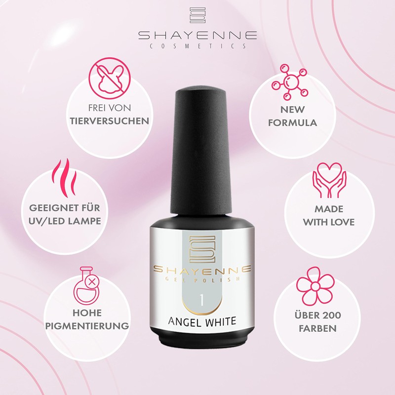 1 Angel White Weiß Weiss - Shayenne UV Gel Nagellack