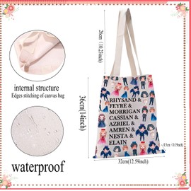 PXTIDY Fantasy Novels ACOTAR Characters Tote Bag Rhysand Fans Gifts Feyre & Cassian & Azriel & Morrigan Gifts ACOTAR Merch