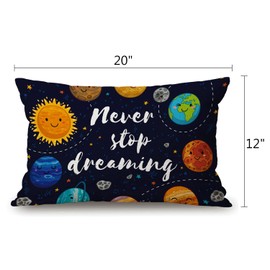 Throw Pillow Cover Cute Outer Space Planets and Star Cluster Solar System Moon and Comets Sun Cosmos Decorative Pillow Case Home Decor 20x12 Inches Pillowcase