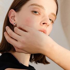 YEESIA Cross Stud Earrings S925 Sterling Silver Black Zircon Cross Earings Jewelry Gifts for Men Women Friends