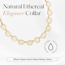 DAUPLAISE Jewelry Natural Stone Necklaces for Women, Gold Collar Necklace for Women with Natural Epoxy Stones, 16 Inch