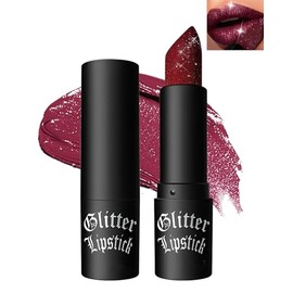 Labial Mate Con Purpurina De Diamante, Brillo De Labios Gótico, Rojo Vino Brillante, Alta Pigmentación, Larga Duración, Resistente Al Agua, A Prueba D