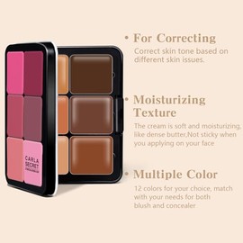 HOSAILY Paleta De Colorete Y Corrector En Crema, 12 Colores, Larga Duración, A Prueba De Manchas, Acabado Mate Difuminable, Maquillaje Facial (02)