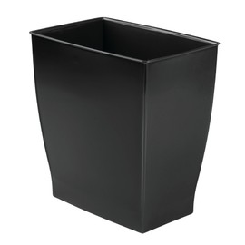 iDesign Small Plastic Bathroom Trash Can, Slim Rectangle Garbage Bin for Bedroom, Office, Dorm, Black