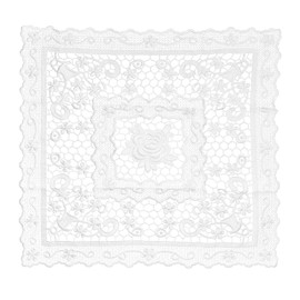 sourcing map Retro Lace Placemat 15x15-in Square Embroidered Table Place Mats French Crochet Doilies Coasters Cup Mat for Home Wedding, White