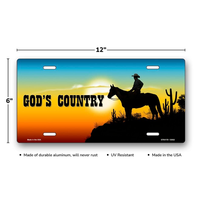 God's Country Cowboy License Plate