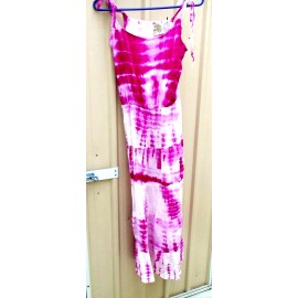 Young USA Swimsuit COVERUP Dress Tie Dye Tropical Bohemian Vacation LARGE Pink
