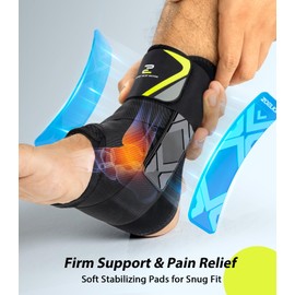 ZOELION Ankle Support with Side Stabilizing Pads, Quick Lace Up Ankle Brace for Men Women, Adjustable & Breathable Ankle Support for Ligament Damage, Sprain, Injury Recovery, Sports/M