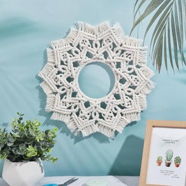 PLIGREAT DIY Macrame Mandala Wall Hanging Kit Woven Mandala Tapestry Wall Decor Boho Decor Handmade Wall Art Wreath Festival Mandala for Bedroom Living Room DIY Dream Catcher Kit for Beginners
